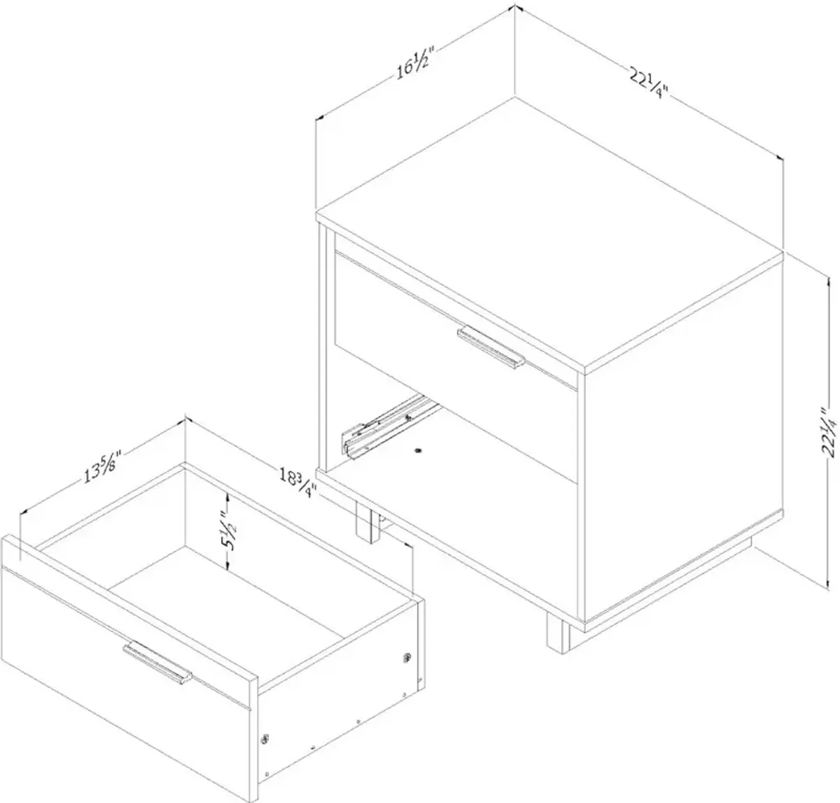 Modern Light Gray Oak Nightstand - South Shore