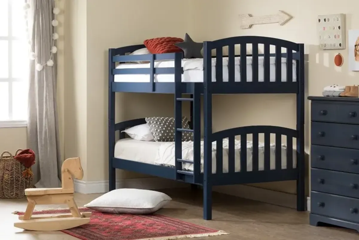 Cottage Navy Blue Twin-over-Twin Bunk Bed - South Shore