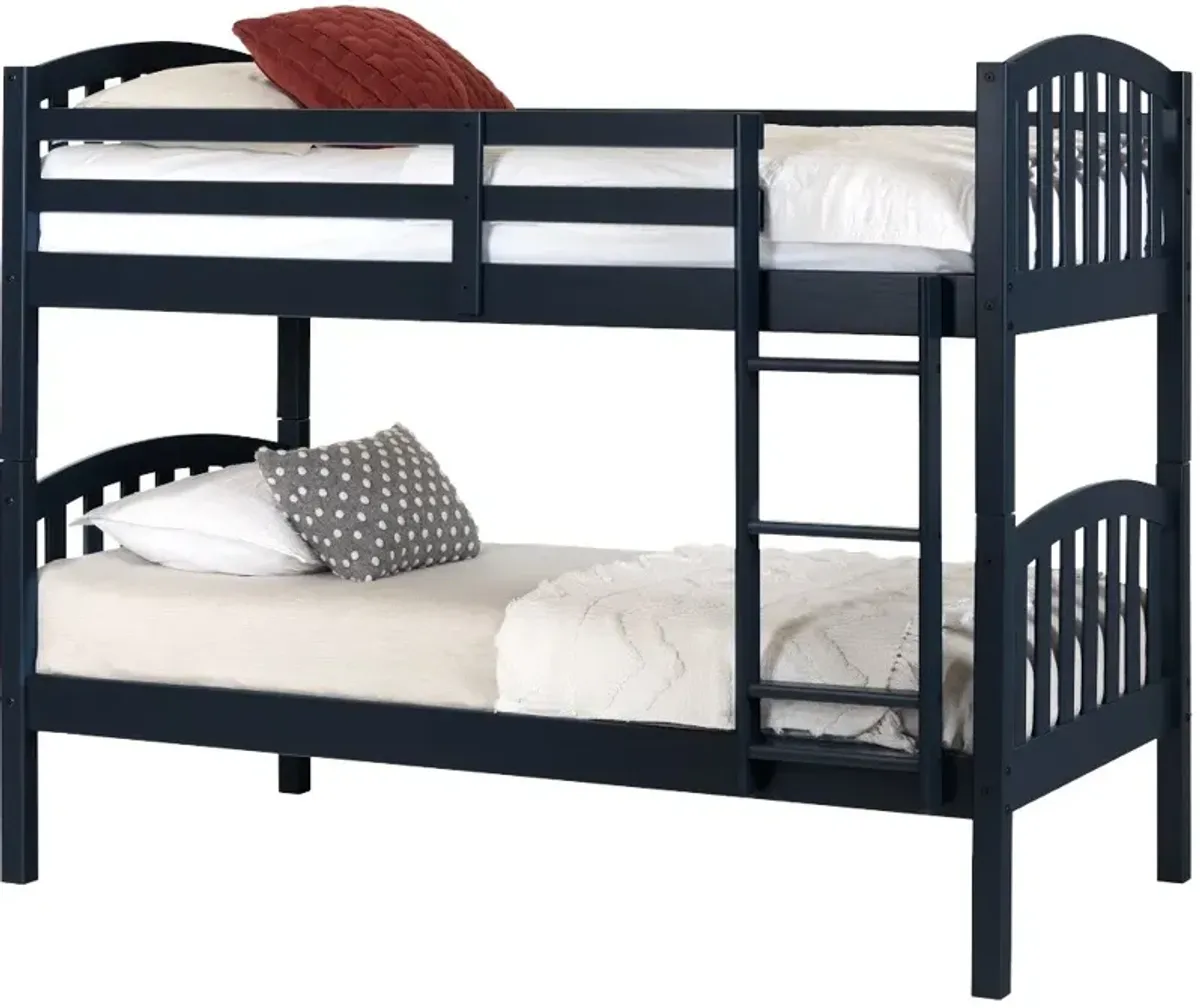 Cottage Navy Blue Twin-over-Twin Bunk Bed - South Shore