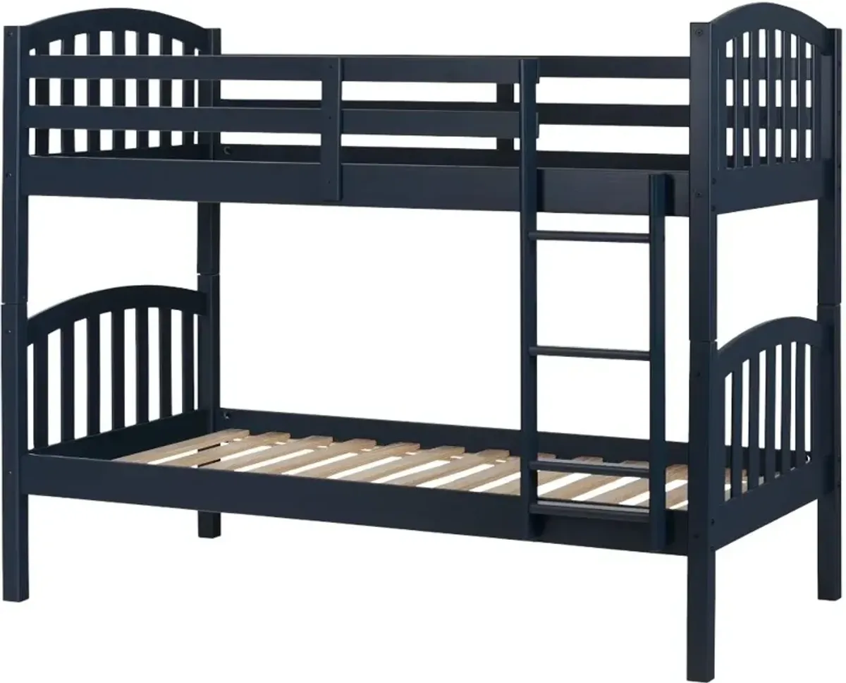 Cottage Navy Blue Twin-over-Twin Bunk Bed - South Shore