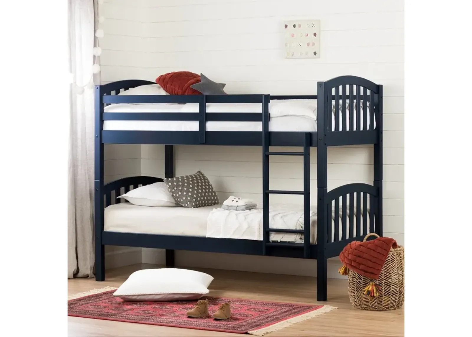 Cottage Navy Blue Twin-over-Twin Bunk Bed - South Shore