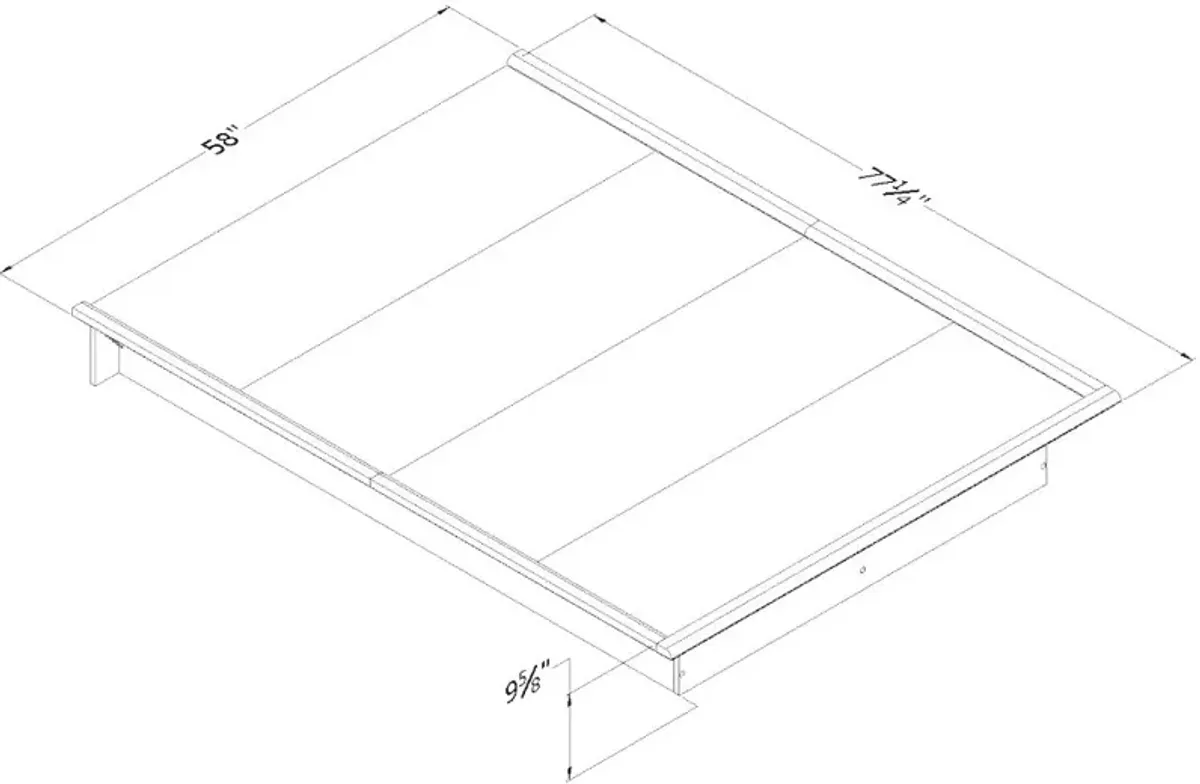 Contemporary Gray Oak Full Platform Bed - South Shore