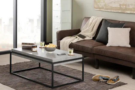 Mezzy Concrete Gray and Black Coffee Table - South Shore