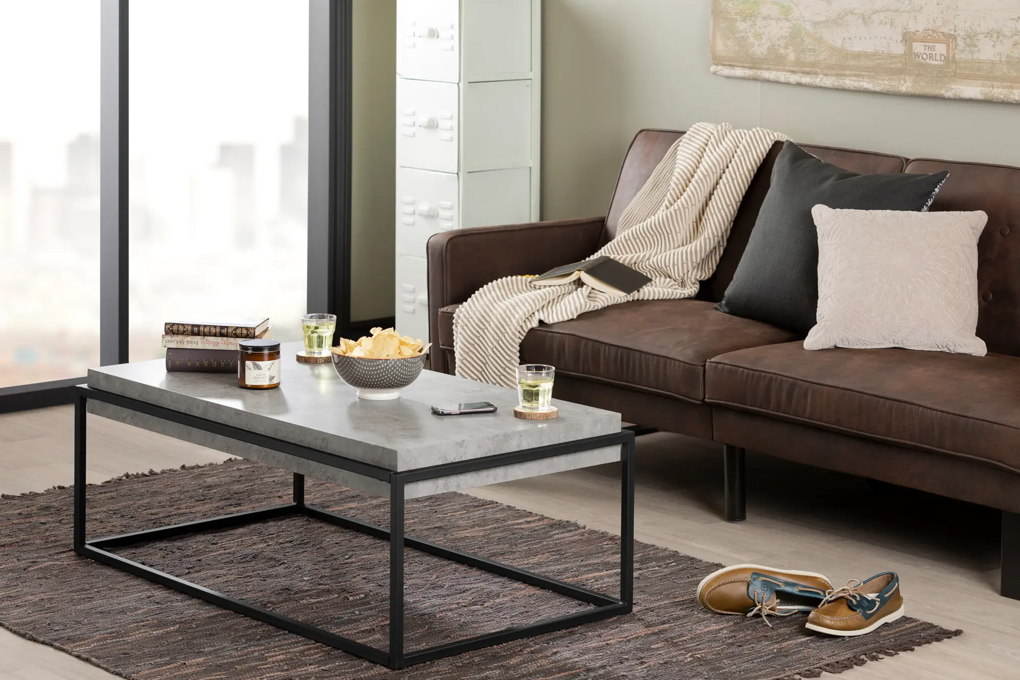 Mezzy Concrete Gray and Black Coffee Table - South Shore