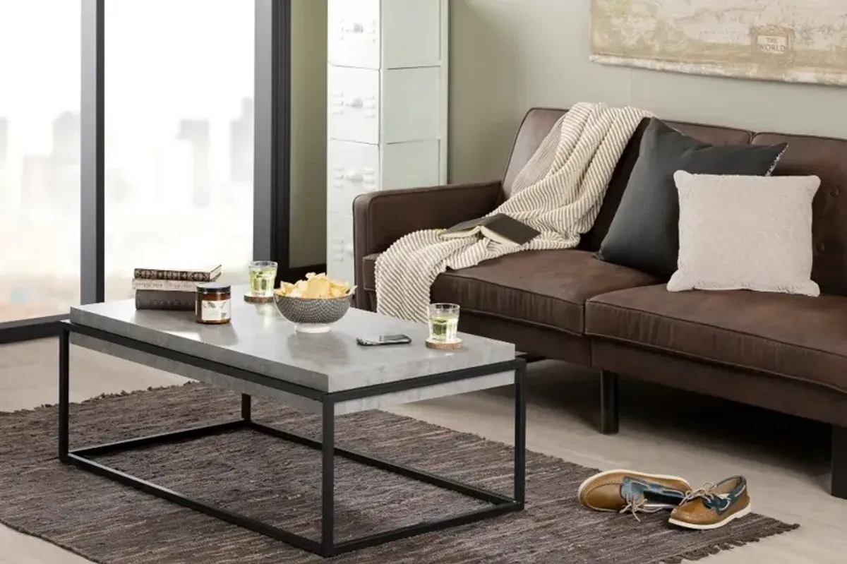 Mezzy Concrete Gray and Black Coffee Table - South Shore