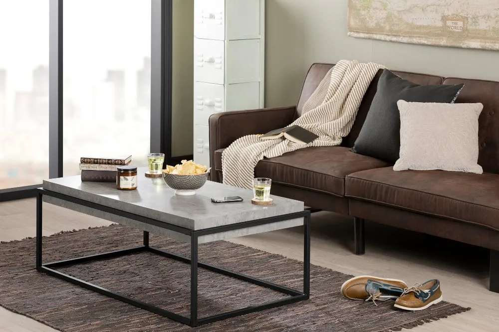 Mezzy Concrete Gray and Black Coffee Table - South Shore