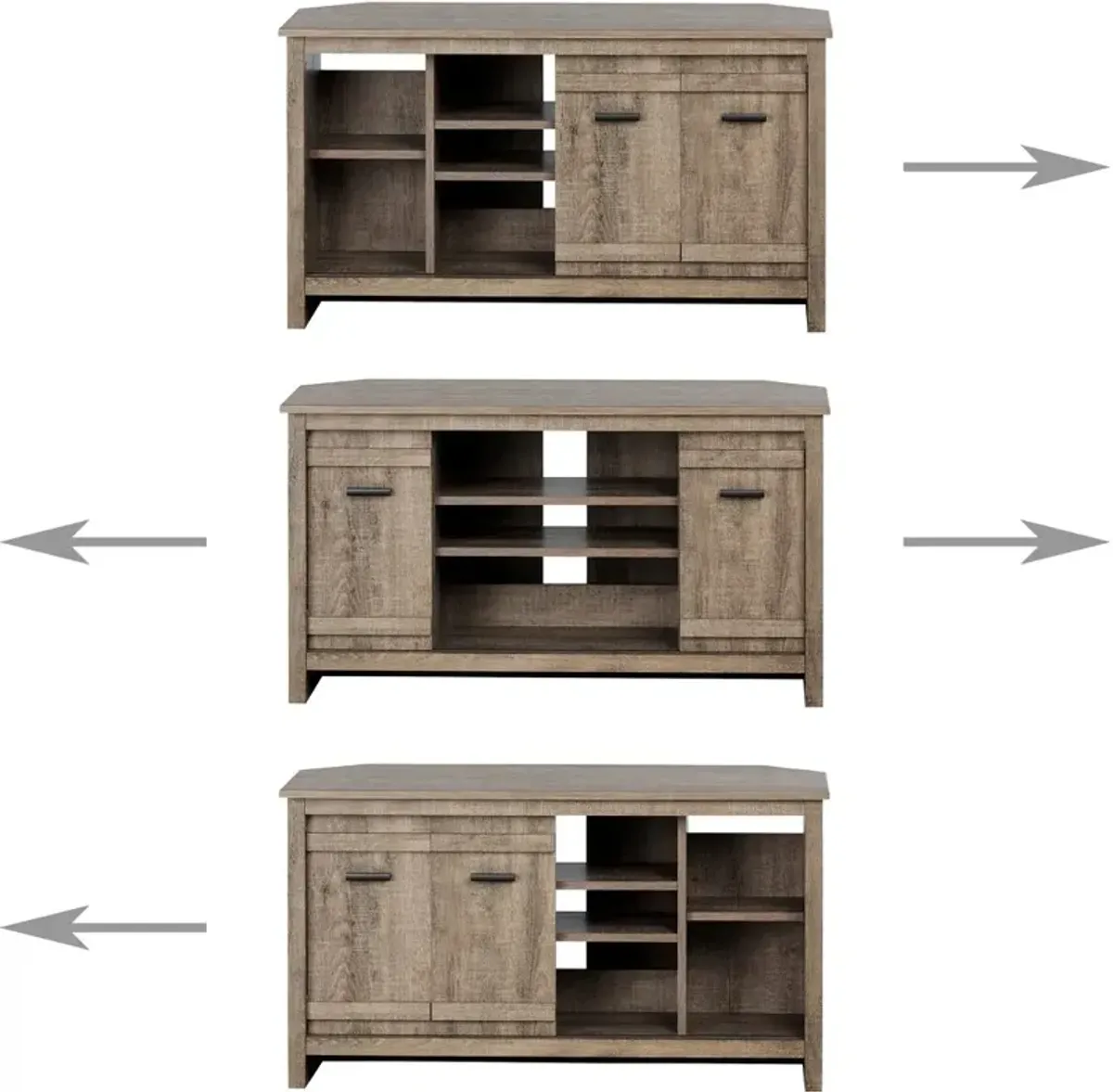 Exhibit 40 Inch Weathered Oak Corner TV Stand - South Shore