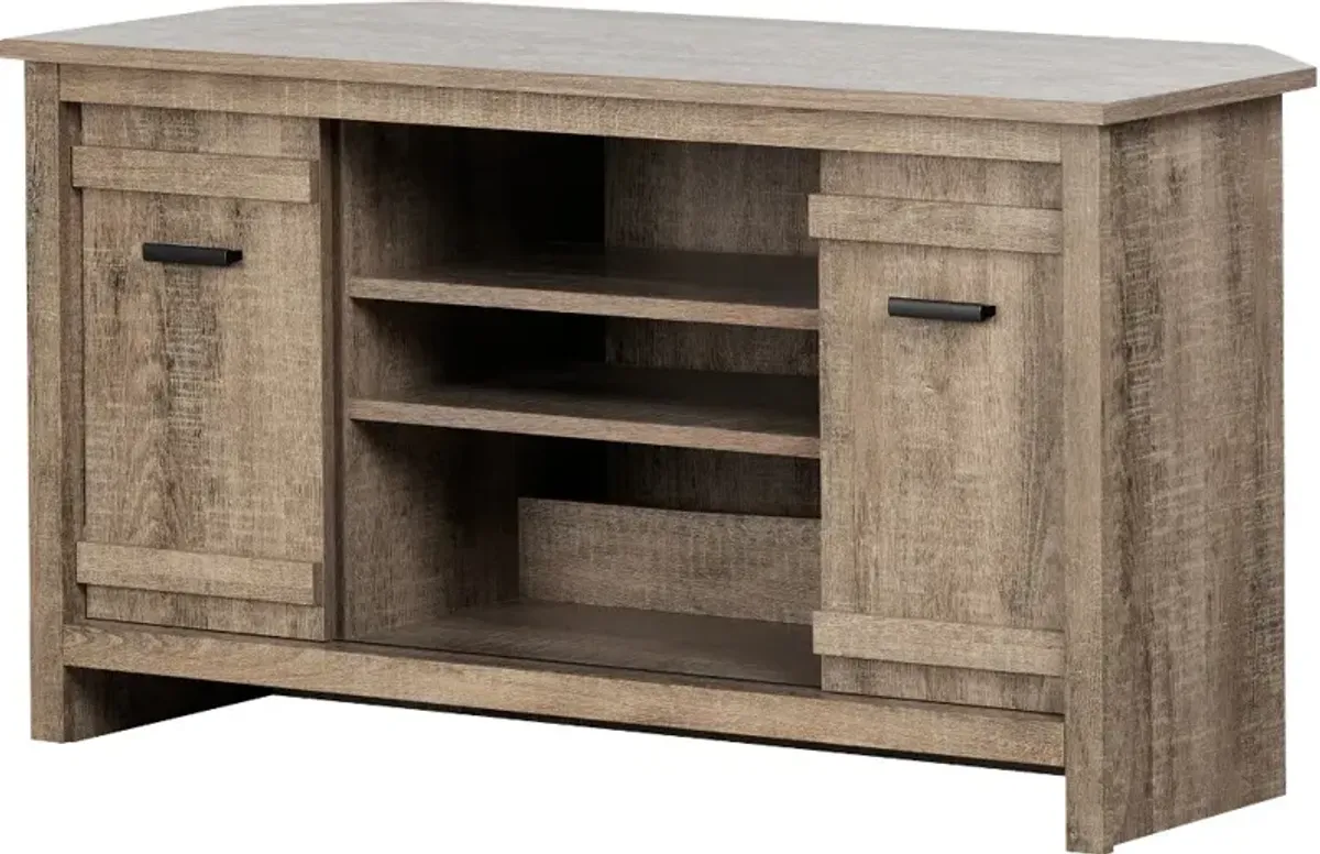 Exhibit 40 Inch Weathered Oak Corner TV Stand - South Shore