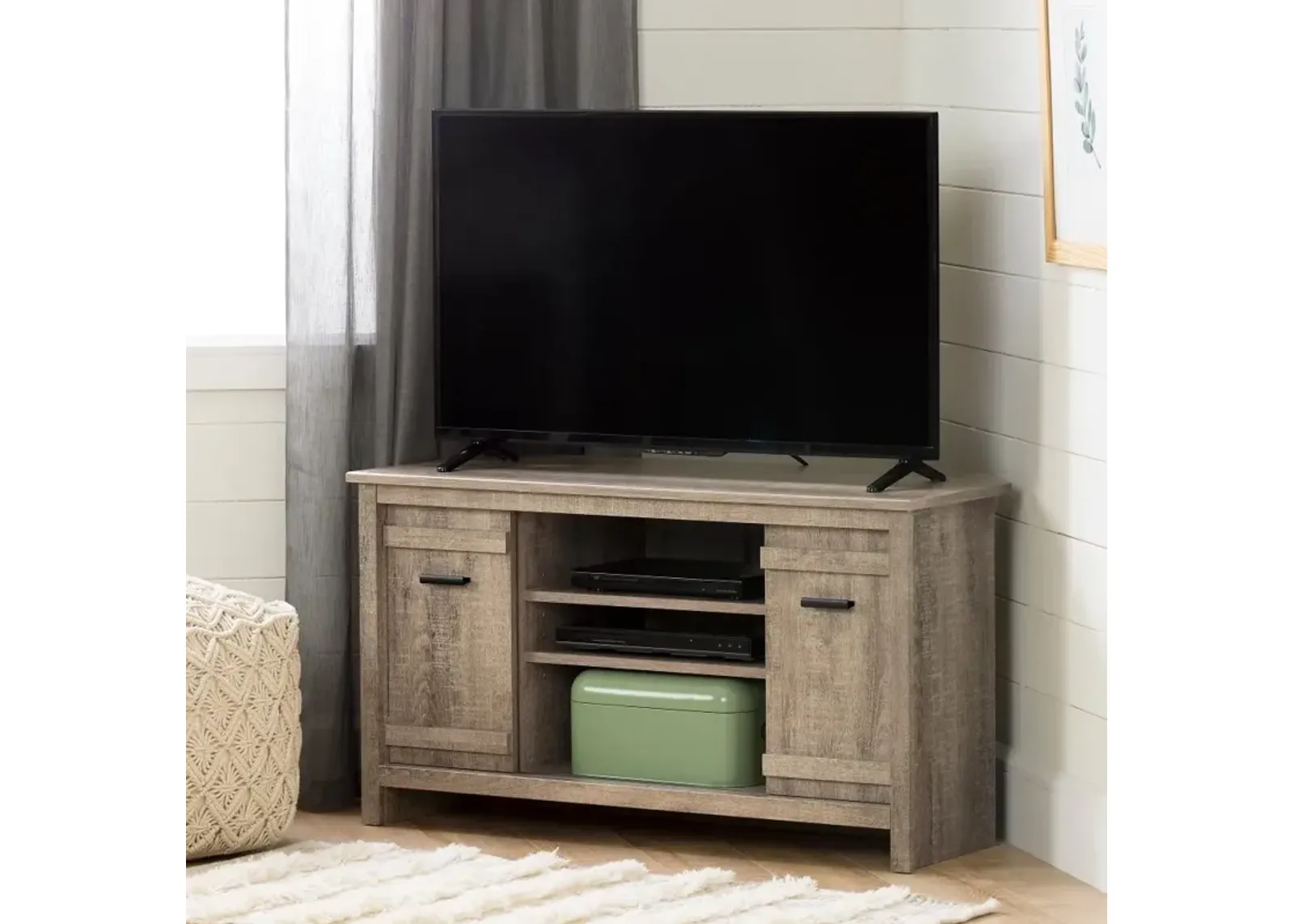 Exhibit 40 Inch Weathered Oak Corner TV Stand - South Shore