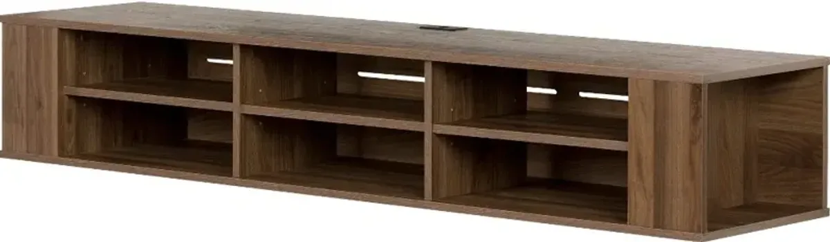 City Life Natural Walnut 66 Inch Wall Mounted TV Stand - South Shore