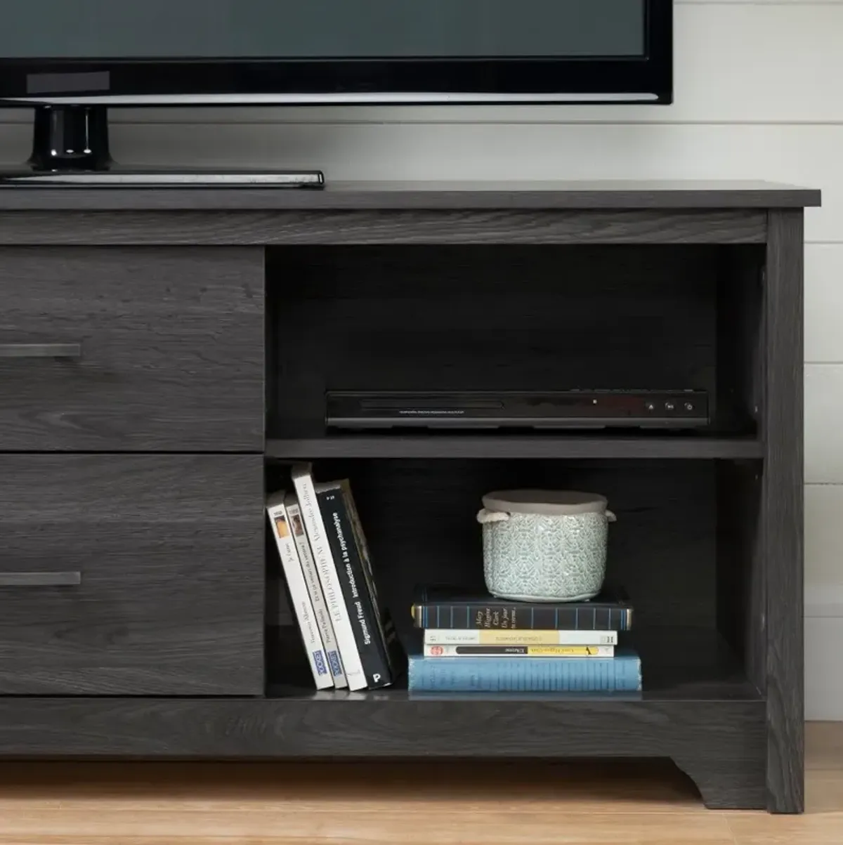 Fusion 60 Inch Gray Oak TV Stand - South Shore