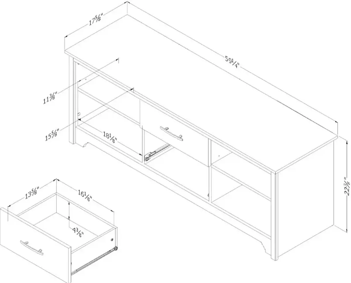 Fusion 60 Inch Gray Oak TV Stand - South Shore