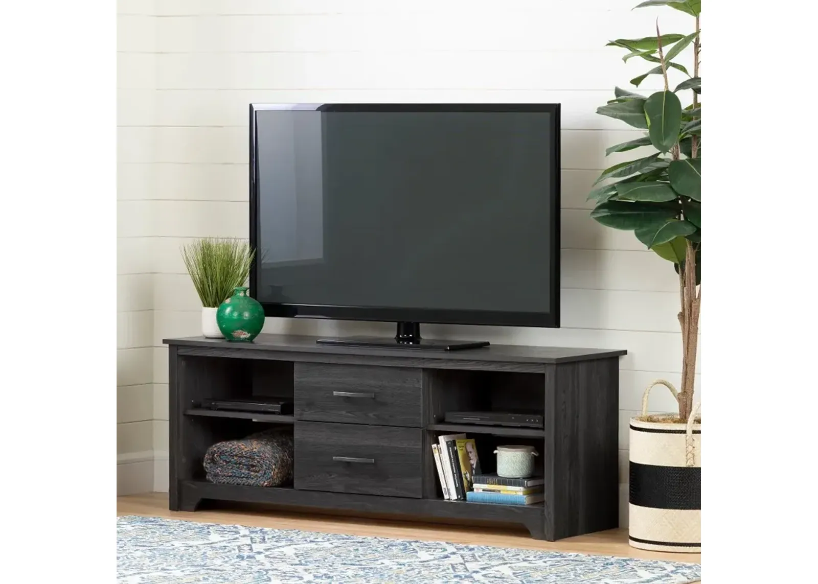 Fusion 60 Inch Gray Oak TV Stand - South Shore