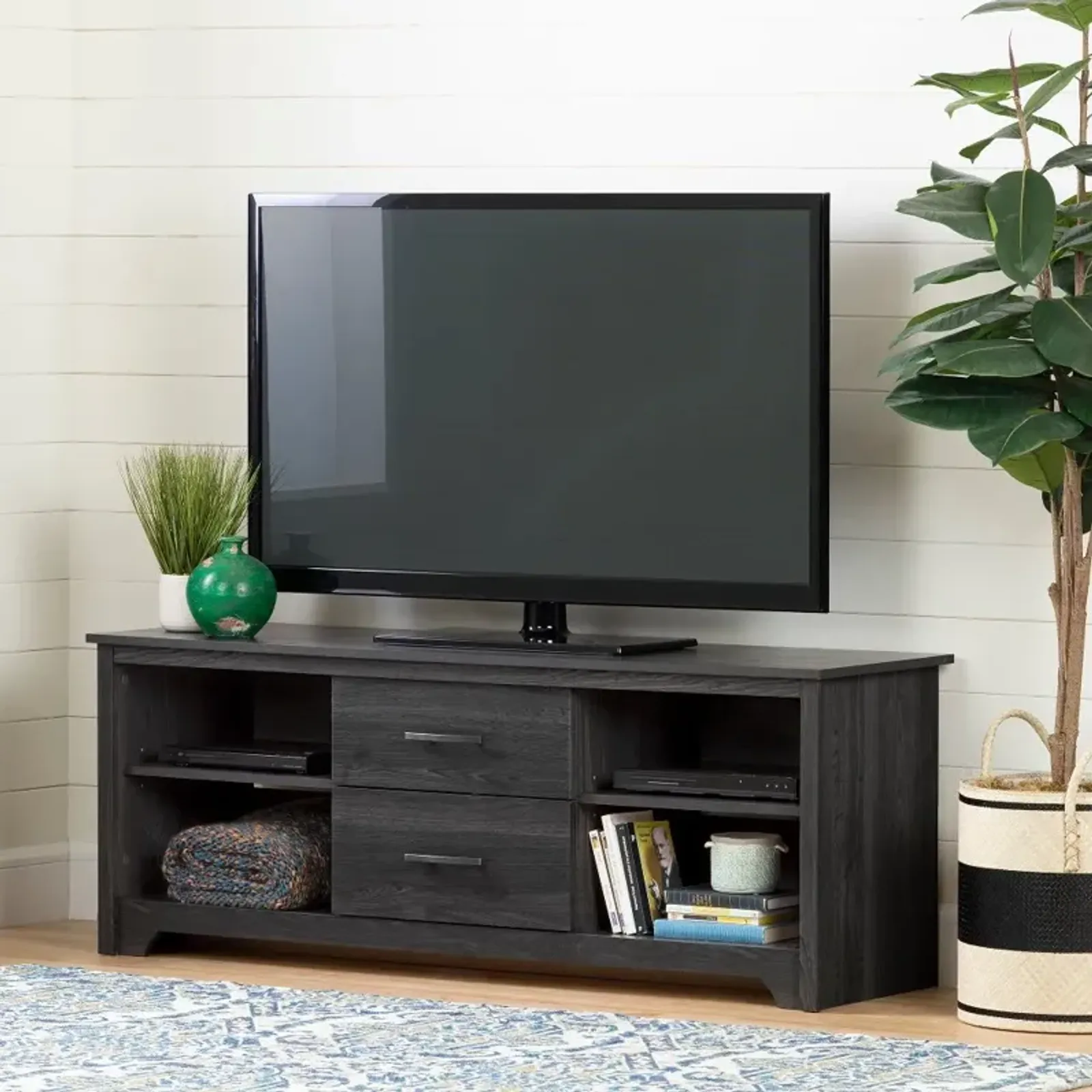 Fusion 60 Inch Gray Oak TV Stand - South Shore