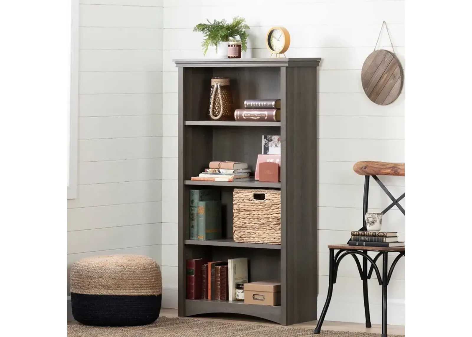 Artwork Gray Maple 4-Shelf Bookcase - South Shore