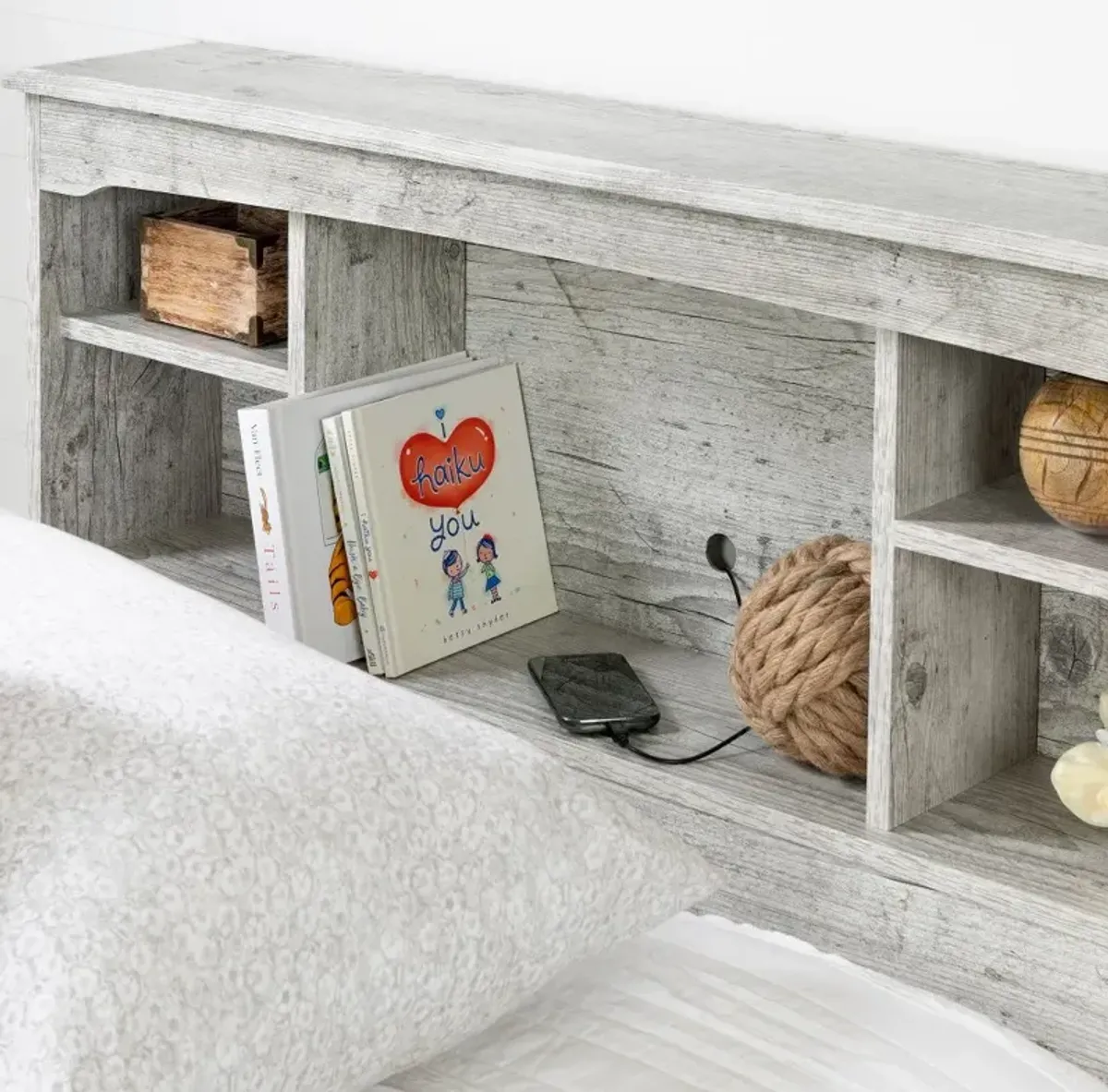 Aviron Seaside Pine Twin Bookcase Headboard - South Shore