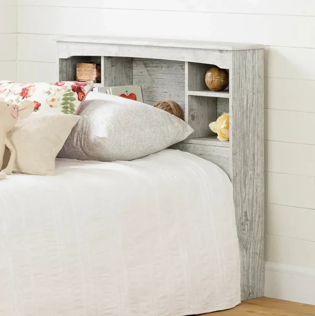 Aviron Seaside Pine Twin Bookcase Headboard - South Shore