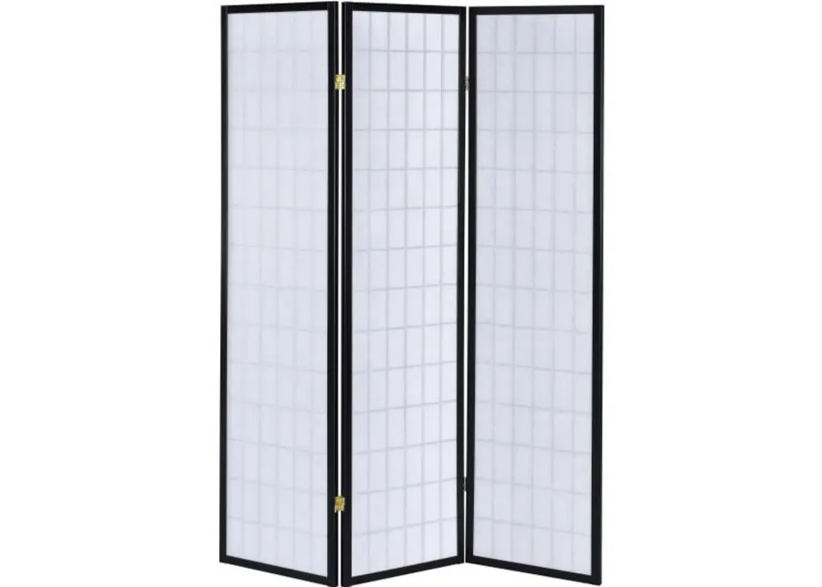 Black and White Transitional 3 Panel Folding Screen - Alberto