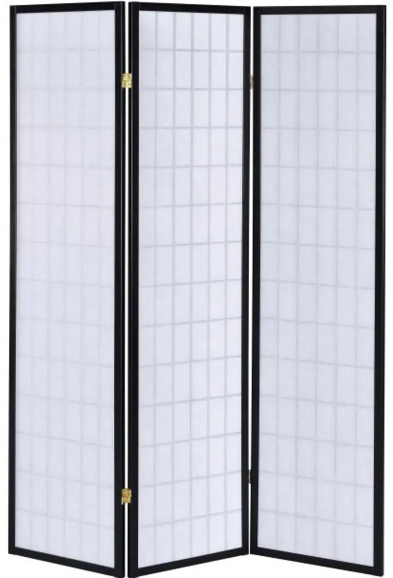 Black and White Transitional 3 Panel Folding Screen - Alberto