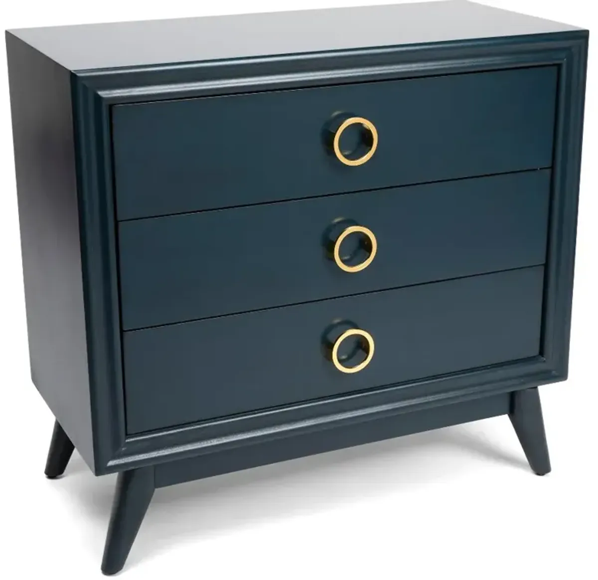 Pomeroy Indigo Blue 3 Drawer Chest with Gold Hardware