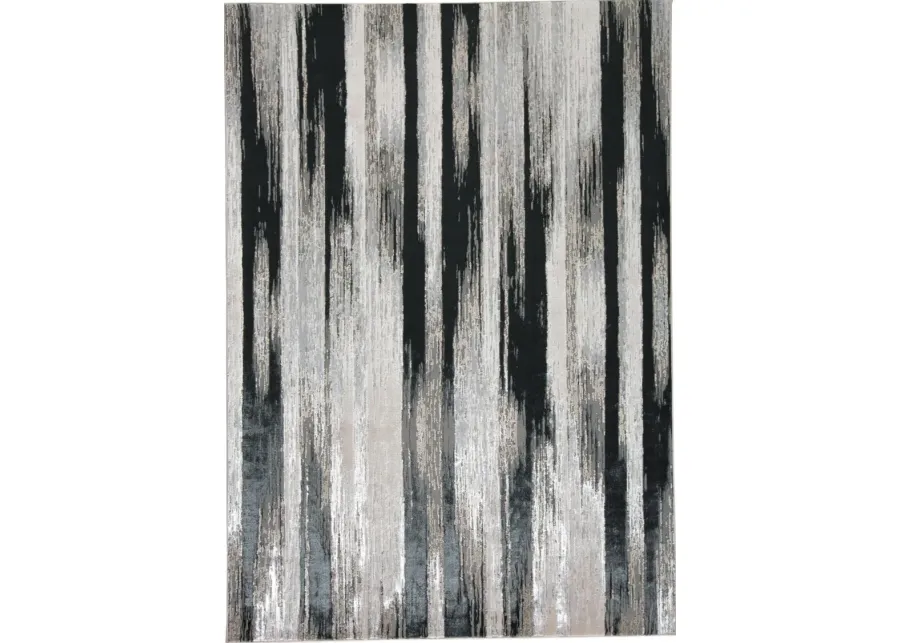 5 x 8 Medium Contemporary Black and Silver Area Rug - Micah