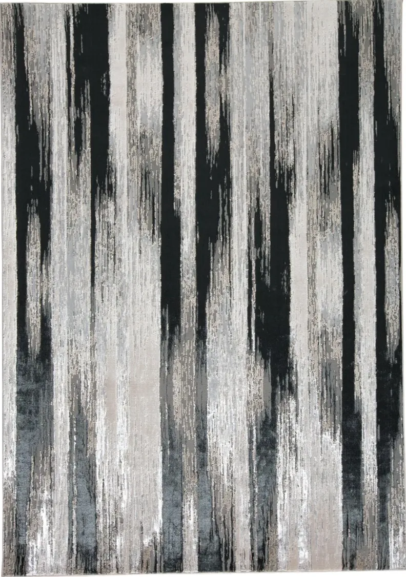 5 x 8 Medium Contemporary Black and Silver Area Rug - Micah