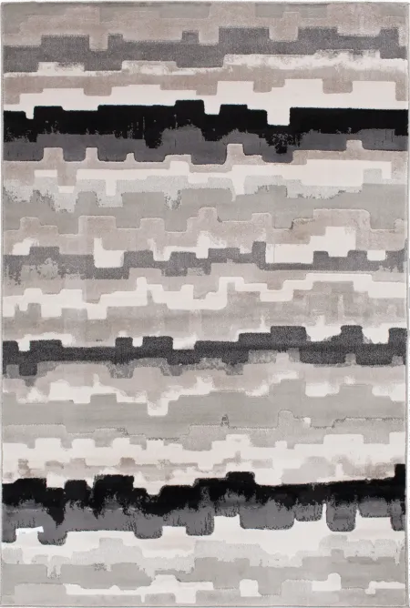 5 x 8 Medium Erasto White, Gray, and Black Area Rug - Milan