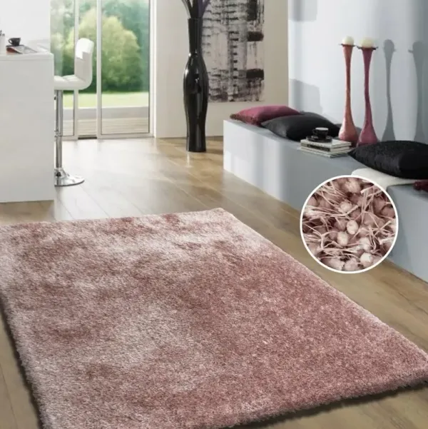 Shaggy Viscose 5 x 7 Dusty Pink Shag Rug