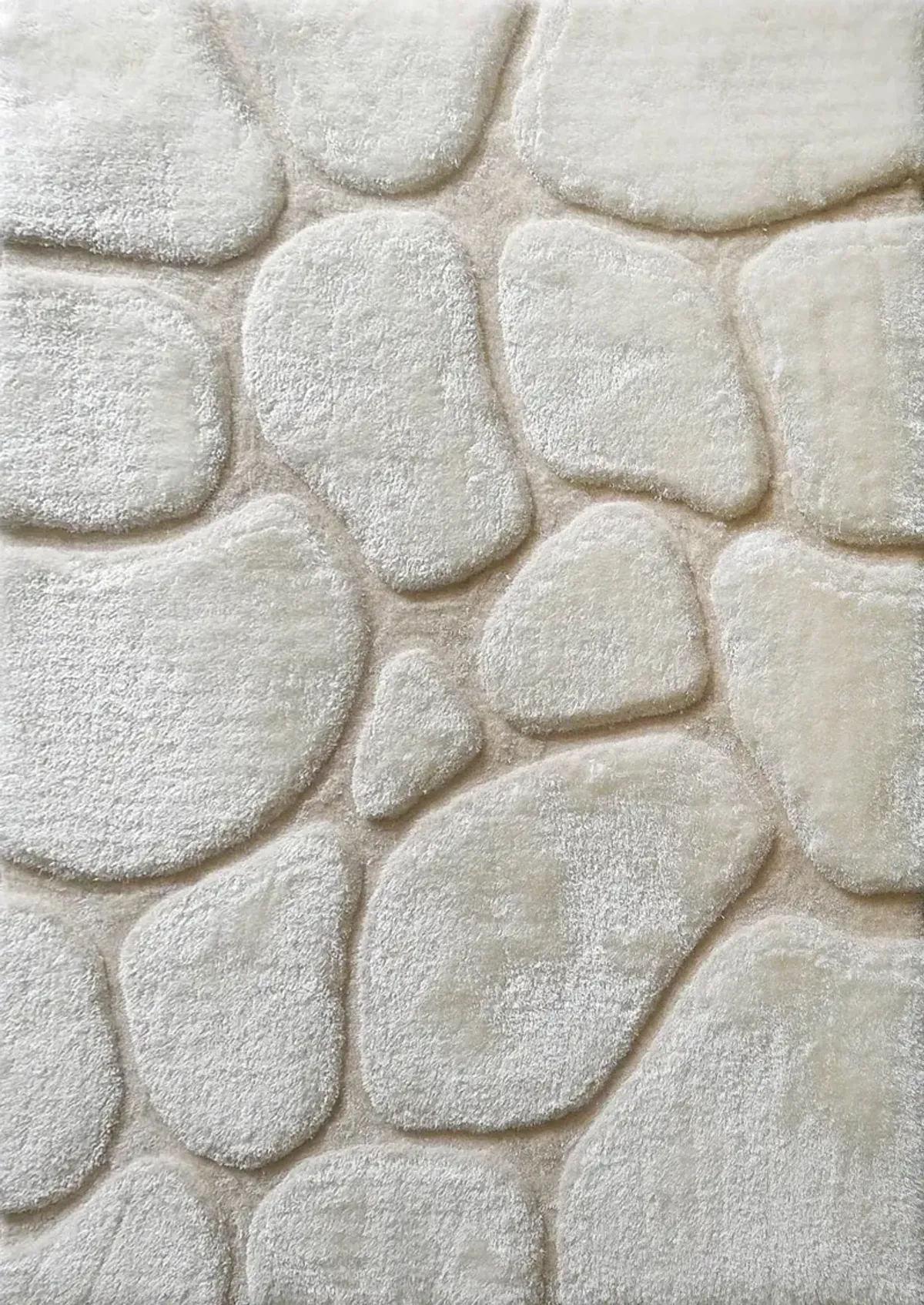 Rock 8 x 10 Large Modern Ivory Area Rug
