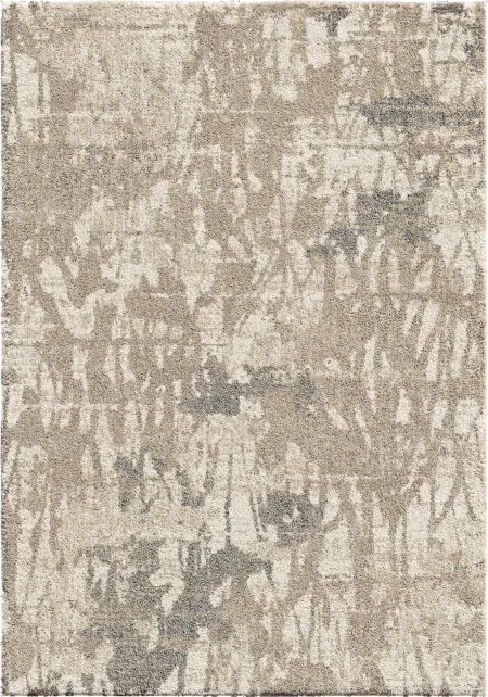 Mystical 5 x 8 Abstract Ivory and Beige Area Rug