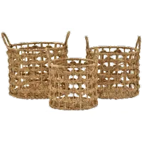 14 Inch Water Hyacinth Natural Basket with Handles