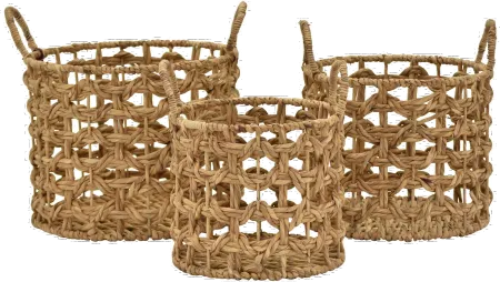 14 Inch Water Hyacinth Natural Basket with Handles