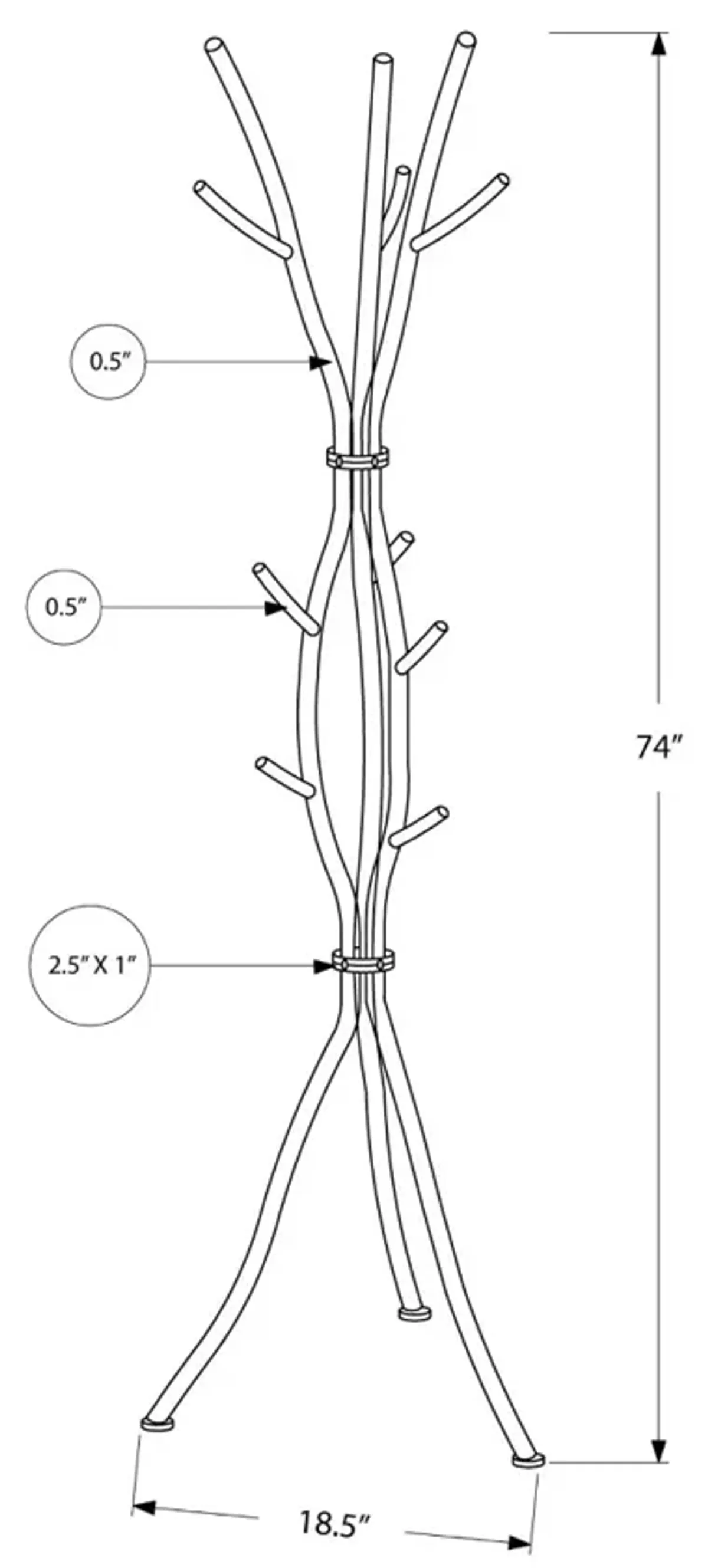 Hammered Black Contemporary Coat Rack