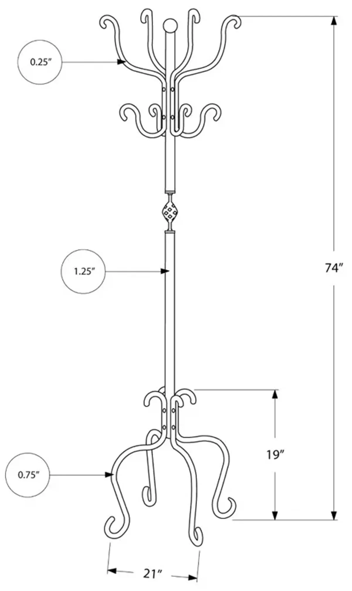 Black Metal Traditional Coat Rack