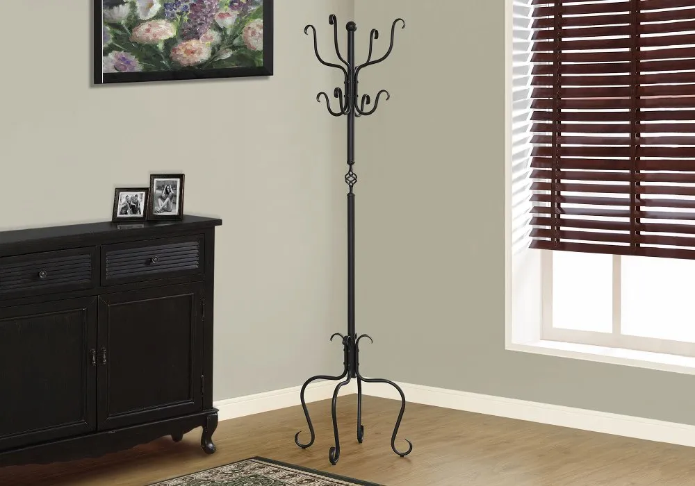 Black Metal Traditional Coat Rack