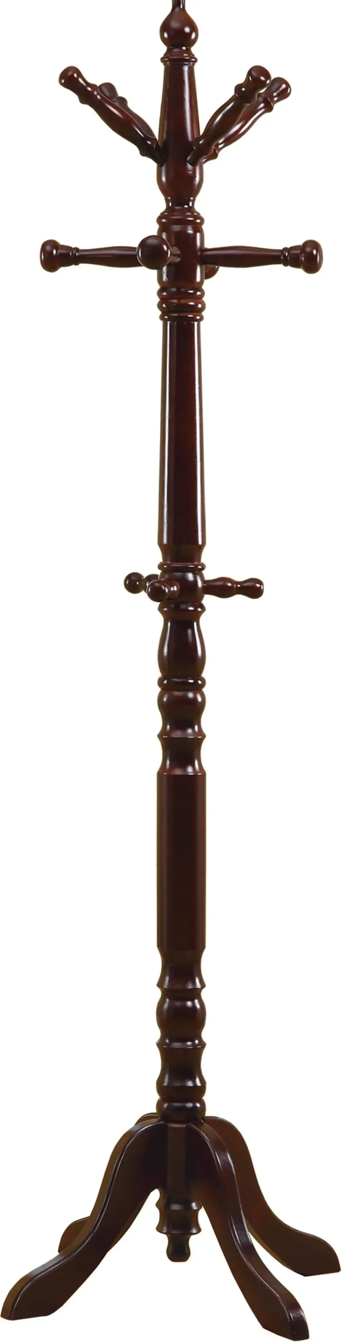 Dark Cherry Wood Traditional Coat Rack