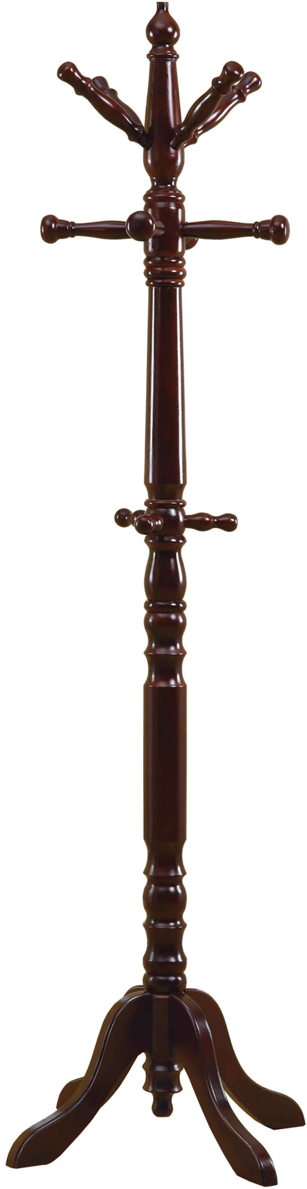 Dark Cherry Wood Traditional Coat Rack