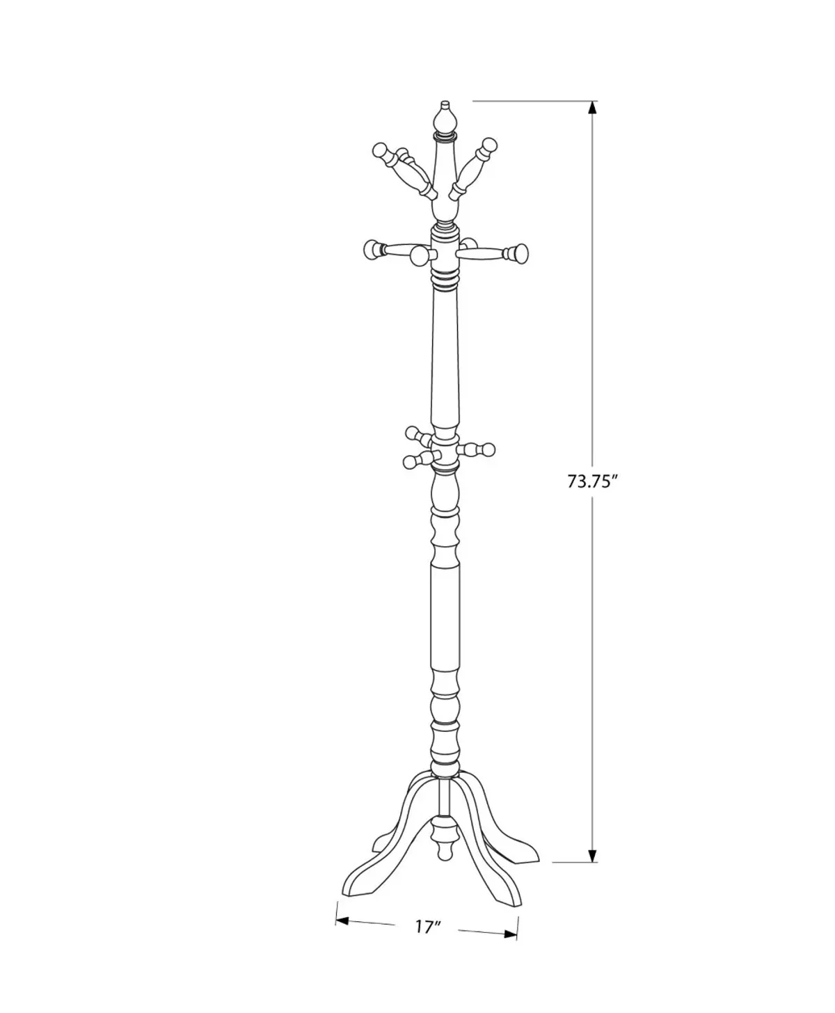 Oak Wood Traditional Coat Rack