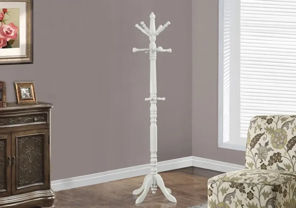 Antique White Wood Traditional Coat Rack