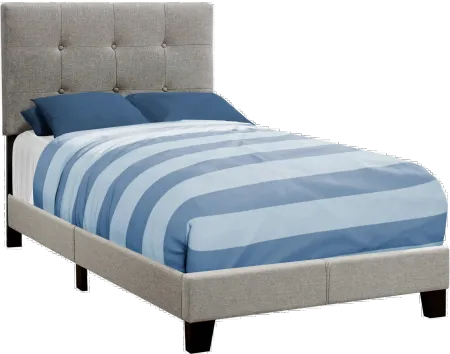 Contemporary Gray Twin Upholstered Bed