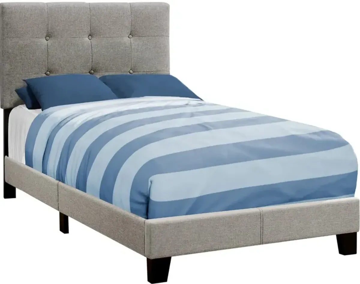 Contemporary Gray Twin Upholstered Bed