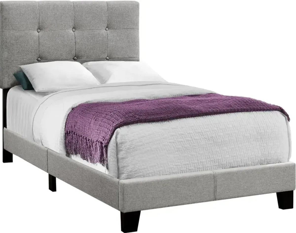 Contemporary Gray Twin Upholstered Bed