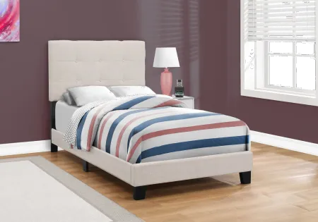 Contemporary Beige Twin Upholstered Bed