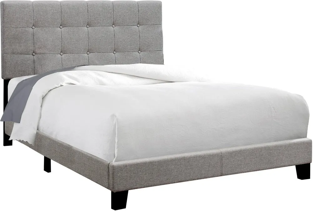 Contemporary Gray Full Upholstered Bed