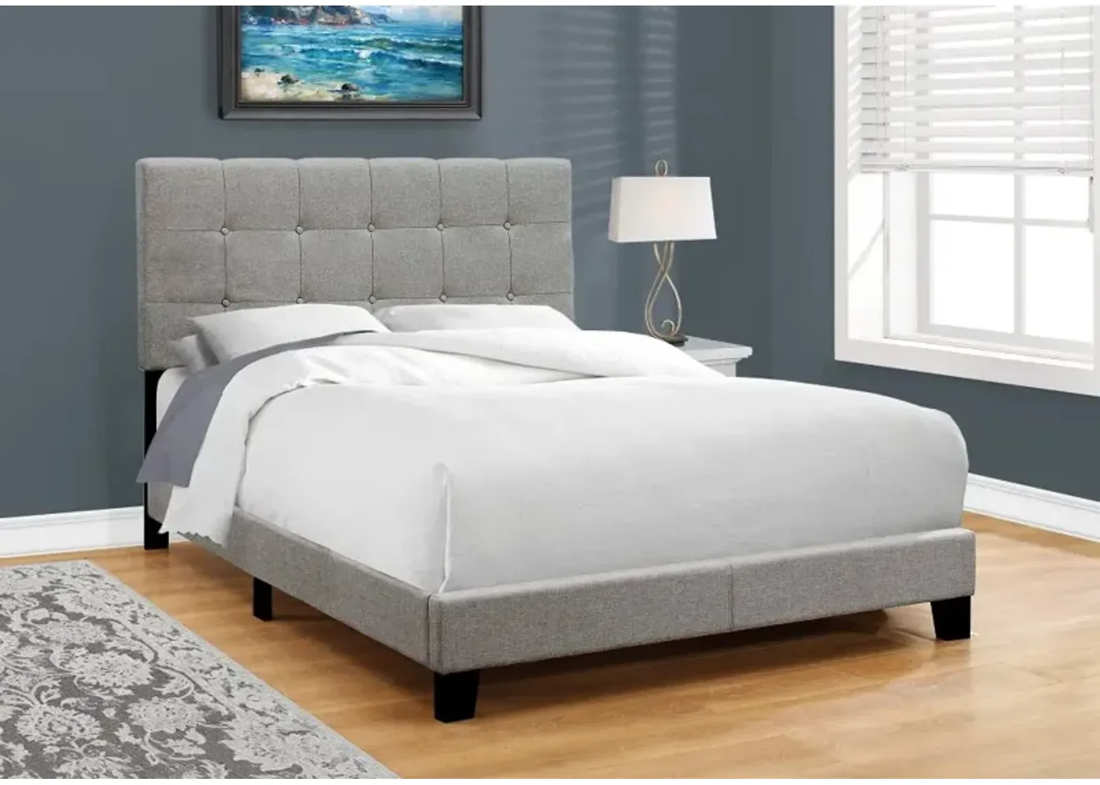 Contemporary Gray Full Upholstered Bed