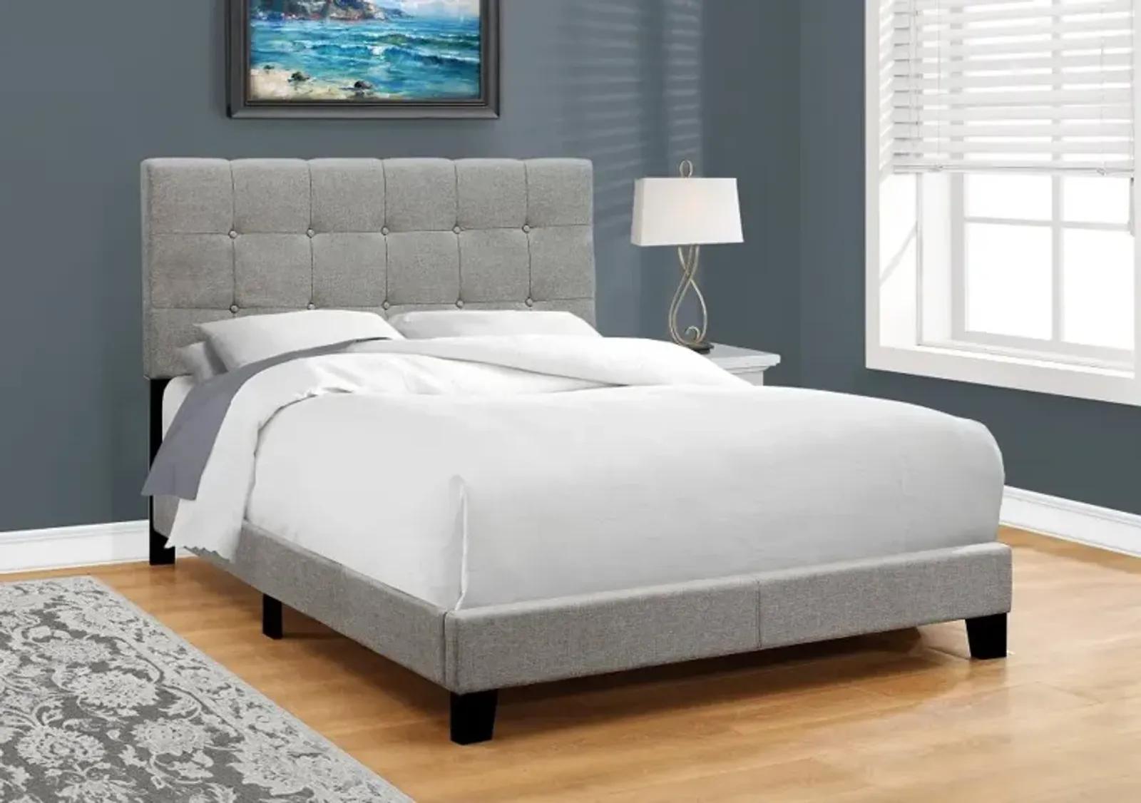 Contemporary Gray Full Upholstered Bed