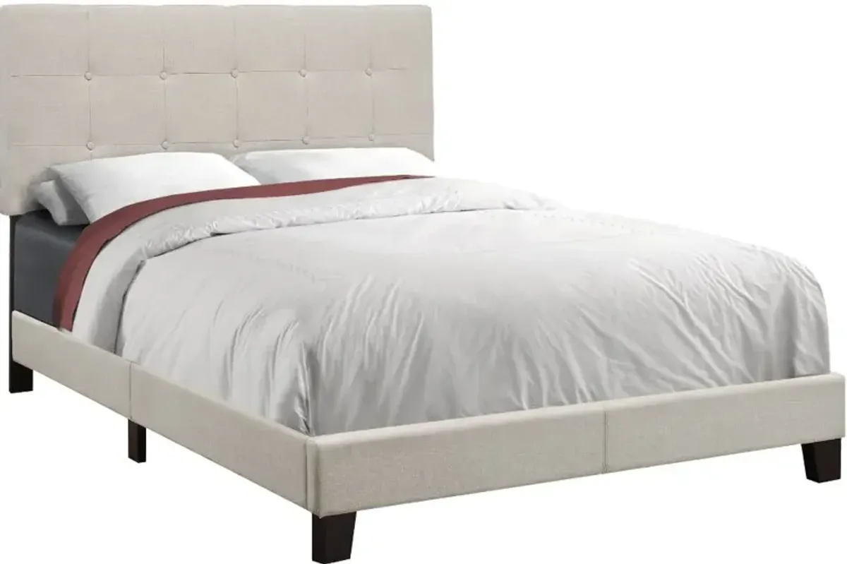 Contemporary Beige Full Upholstered Bed