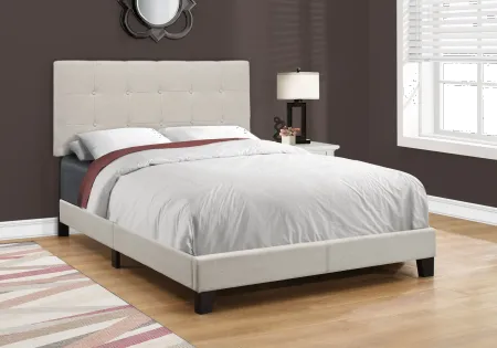 Contemporary Beige Full Upholstered Bed