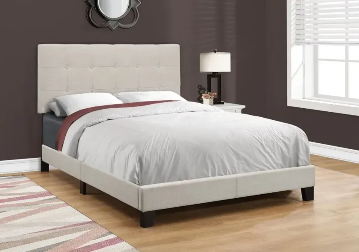 Contemporary Beige Full Upholstered Bed