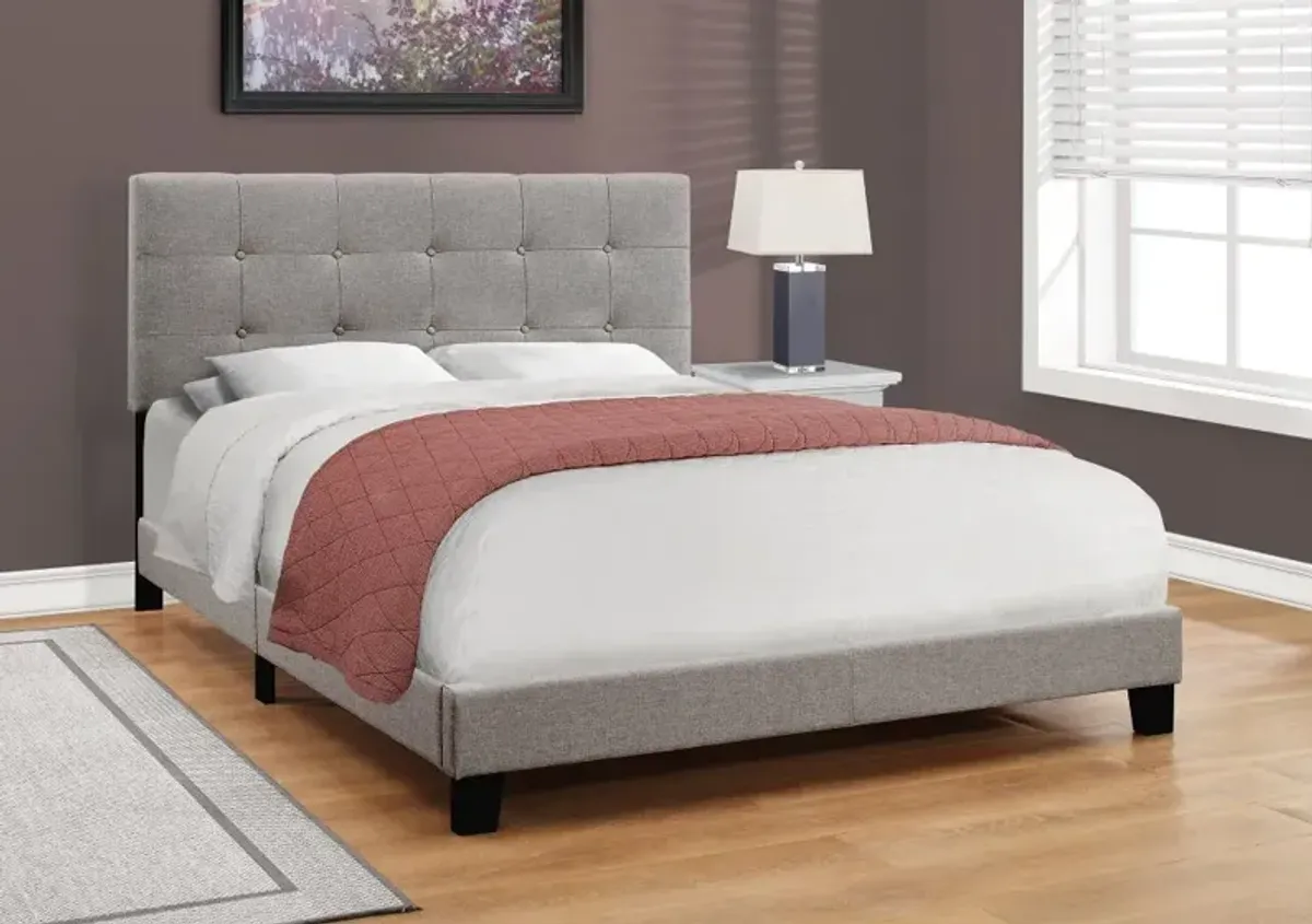 Contemporary Gray Queen Upholstered Bed